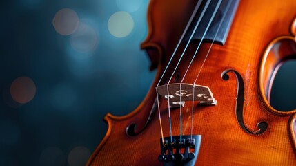 Fototapeta premium A Close-Up of a Violin's Strings and Bridge