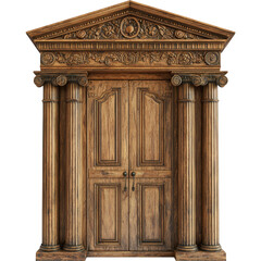 Ancient greek style wardrobe featuring ornate architecture on white background