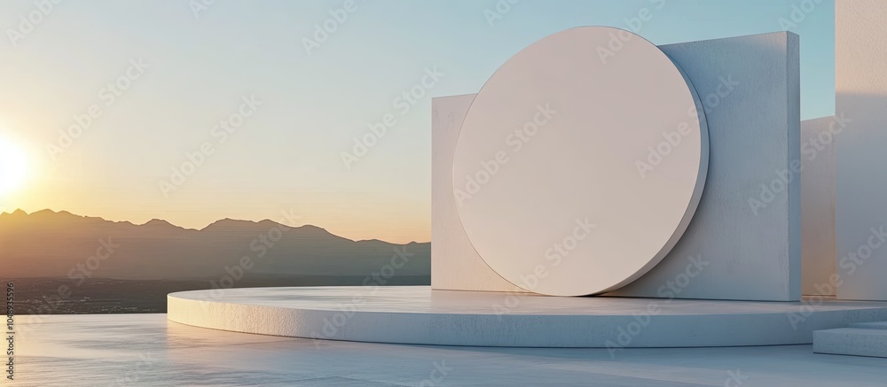 Aufkleber Round sign on the structure Copyspace and area for text Design mockup Empty template for advertising