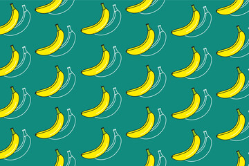 Banana fruit with colorful pattern background