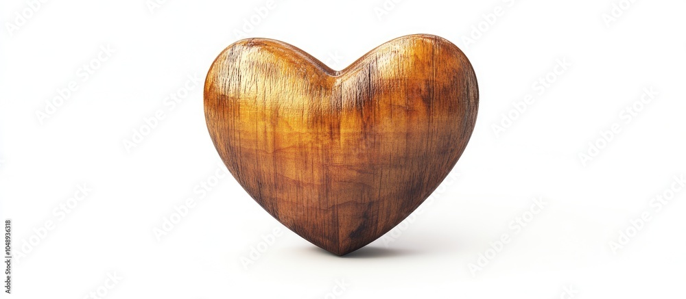 Poster heart wood box of love set against a white background. with copy space image. Place for adding text or design