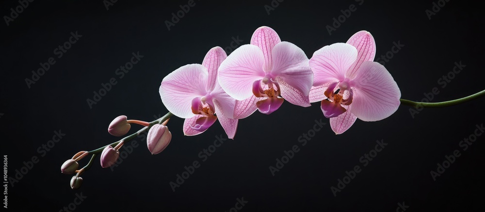 Leinwandbilder orchid set against a black background. with copy space image. place for adding text or design