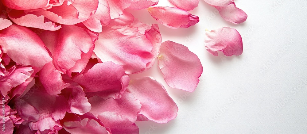Poster pink peony petals against a white background. with copy space image. place for adding text or design