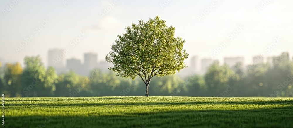 Aufkleber tree in the city park. with copy space image. Place for adding text or design