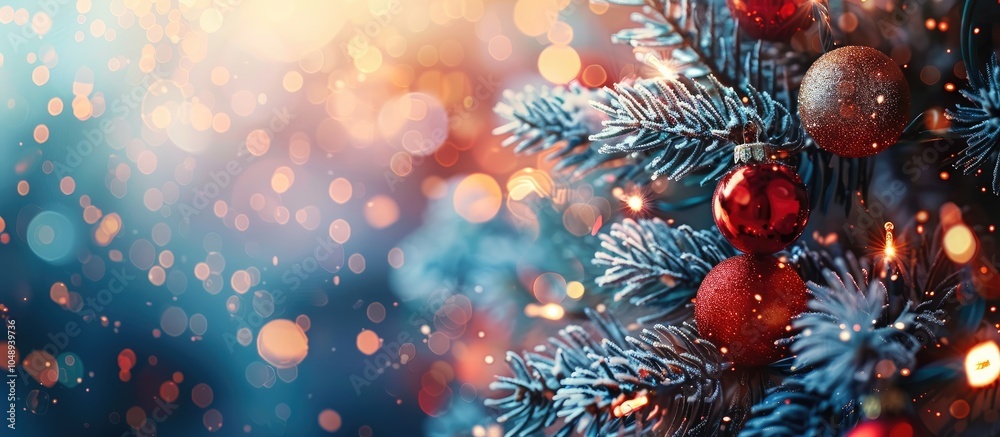 Aufkleber Christmas backdrop joyous New Year Selective focus Holiday. with copy space image. Place for adding text or design