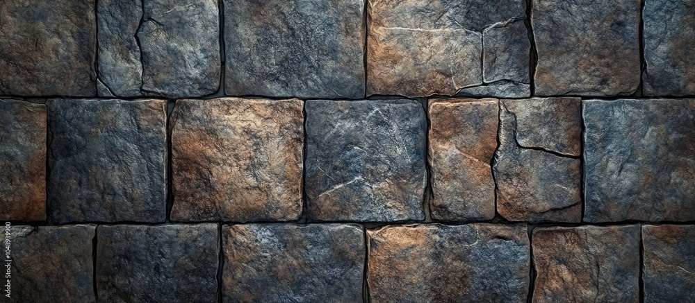 Poster Top view of a stone floor in the temple with copy space