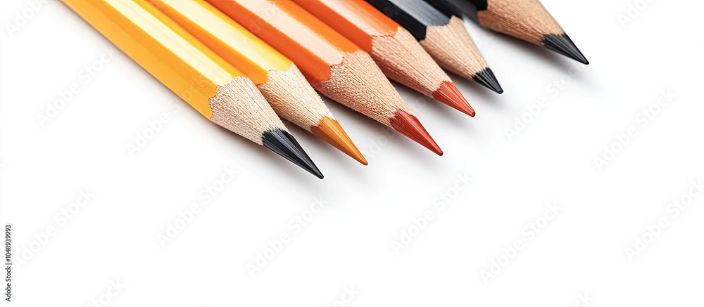 Poster group of pencils multiple pencils with copyspace isolated on a white background