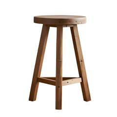 Simple wooden stool isolated on white background