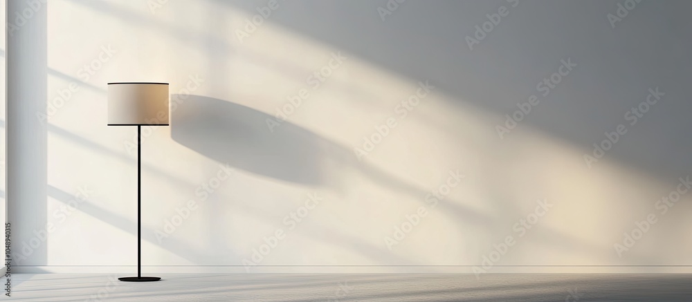 Poster Interior design featuring a lamp against a white wall background. with copy space image. Place for adding text or design