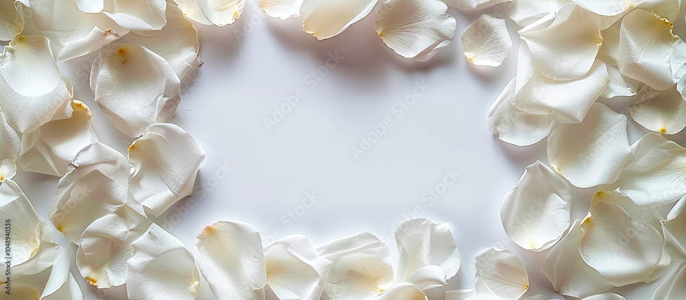 Fototapete Blank white space framed by white petals creating a romantic backdrop with room for text. with copy space image. Place for adding text or design