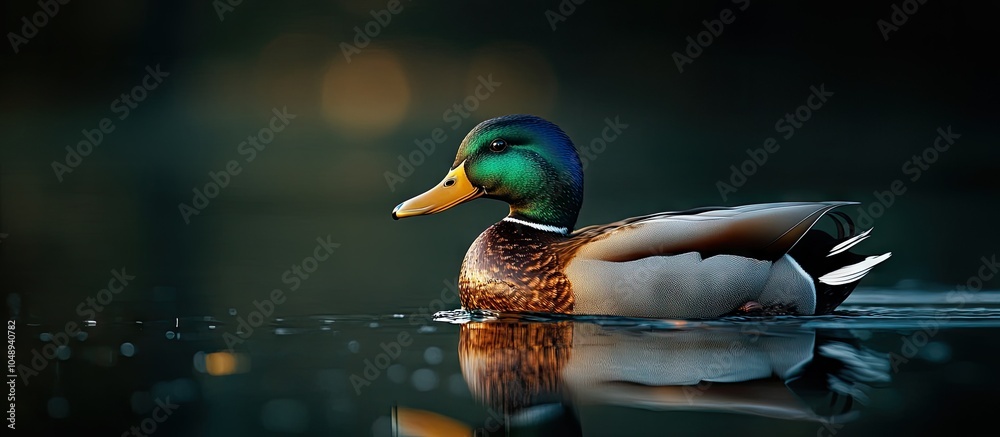 Aufkleber A duck gliding on the water. with copy space image. Place for adding text or design