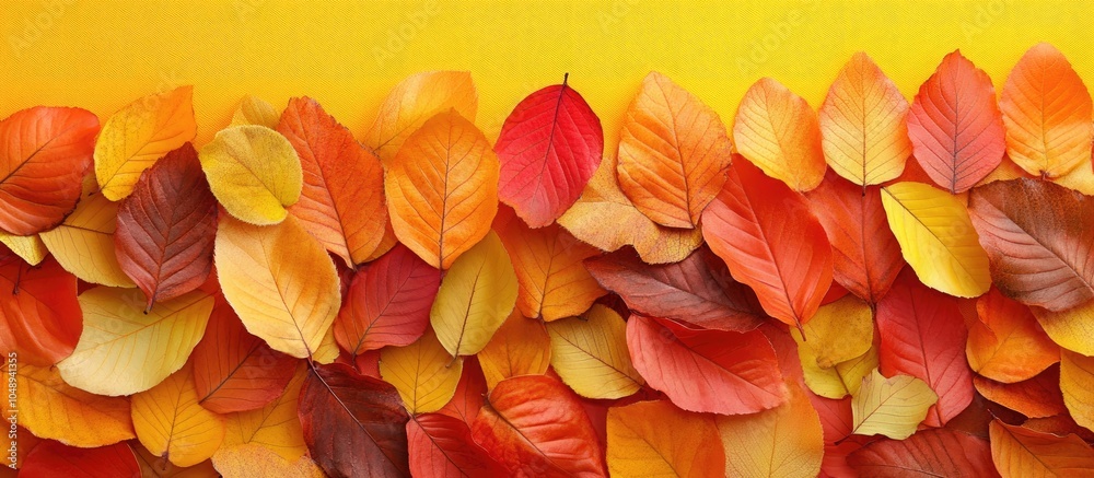 Leinwandbilder a border of vibrant autumn leaves. with copy space image. Place for adding text or design