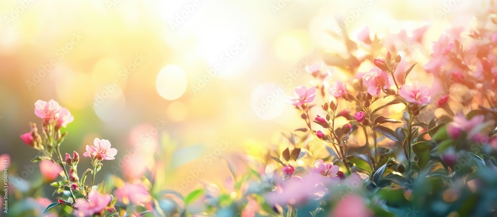 Poster unfocused summer backdrop in pink tones with sunlight high quality image. with copy space image. pla