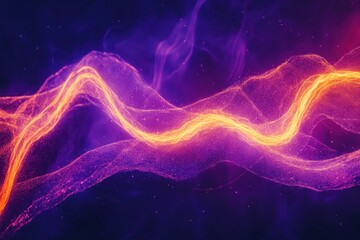 Fototapeta premium Colorful abstract waves of light and energy flow gracefully through a dark space, showcasing dynamic movement
