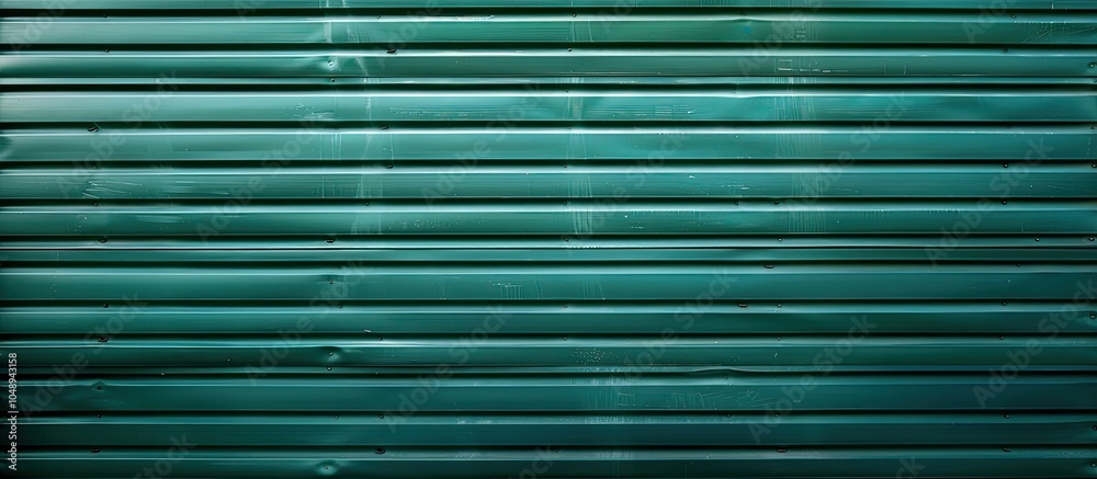 Poster Texture or background of a green metal roller industrial shutter. with copy space image. Place for adding text or design