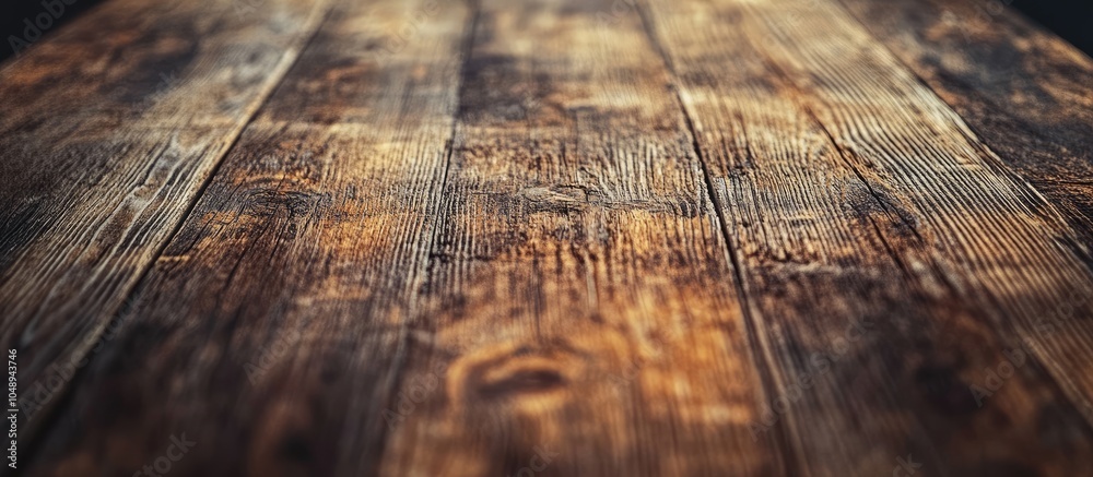 Aufkleber Close up of a rustic wooden table featuring a grain texture in a vintage style The surface of an old wooden plank in macro view offers an empty template and copy space for an abstract background wa