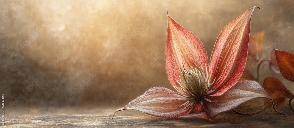 Poster Clematis seed in the autumn season. with copy space image. Place for adding text or design
