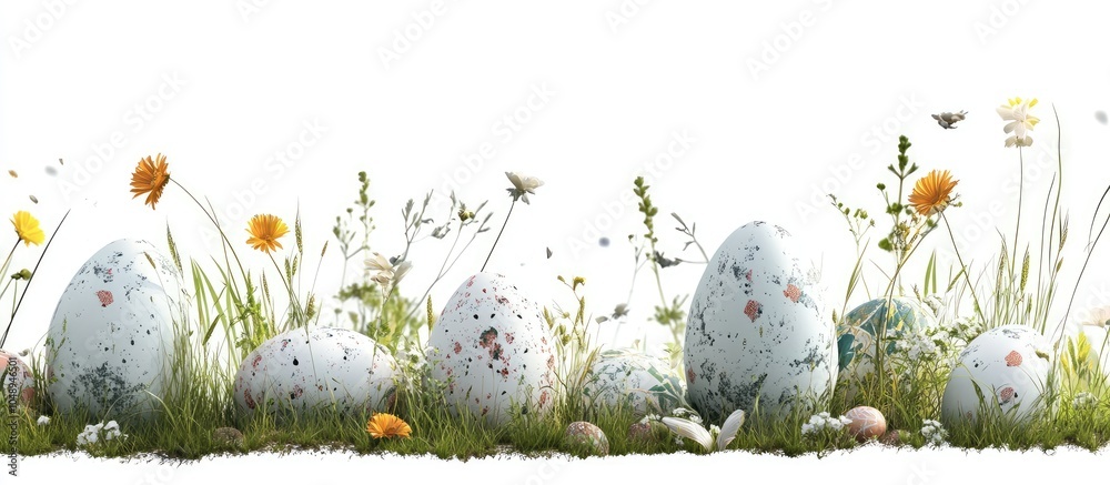 Leinwandbilder Easter background isolated on white. with copy space image. Place for adding text or design