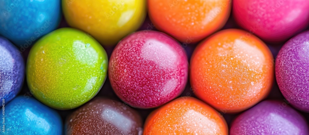 Leinwandbilder close up of a stack of vibrant chocolate candies candies in a spectrum of rainbow colors texture of 