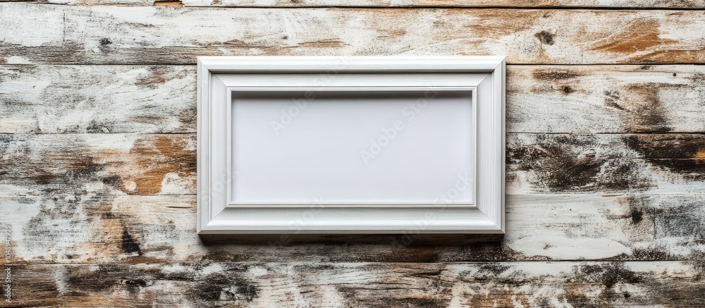 Fototapete white frame on rustic wooden surface. with copy space image. Place for adding text or design