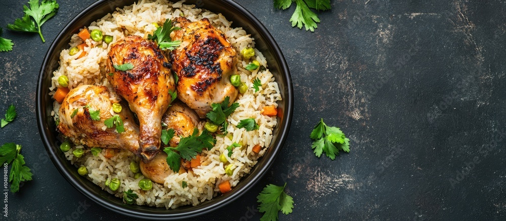 Leinwandbilder Cooked chicken without garnish chicken rice. with copy space image. Place for adding text or design