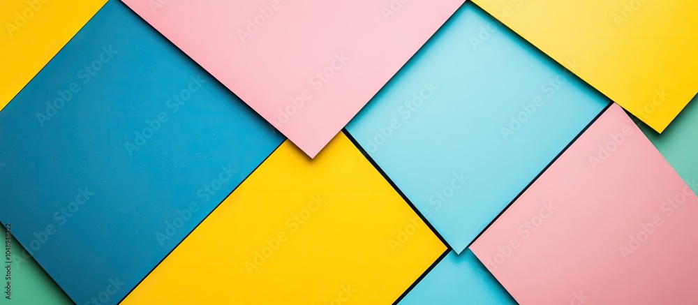Poster textured background of fashion papers in memphis geometric style colors include yellow blue green an