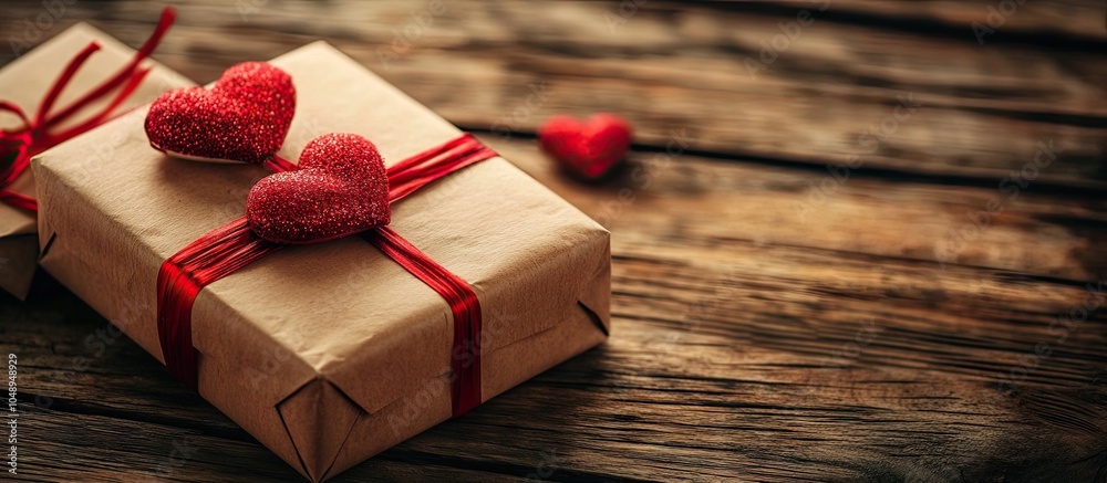 Poster valentine s day gifts in a vintage style on a wooden background. with copy space image. place for ad