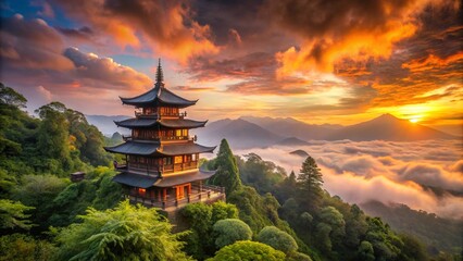 Fototapeta premium A serene Japanese temple generative ai
