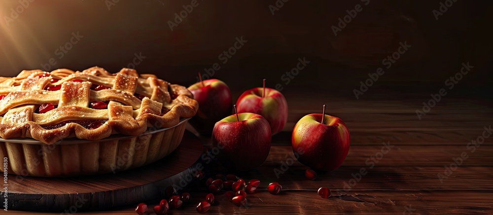 Aufkleber Apple Pie Still Life. with copy space image. Place for adding text or design