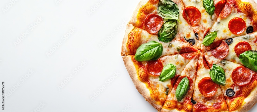 Aufkleber delicious italian pizza on a white background. with copy space image. place for adding text or desig