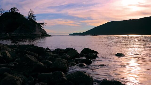 Pacific Ocean Sunset - Whitecliff Island - British Columbia - West Canada - North America