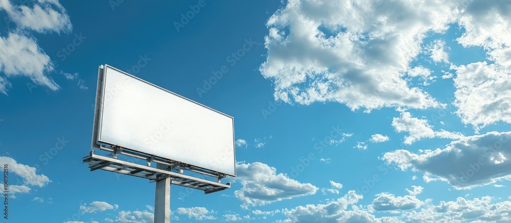 Poster Empty billboard against a blue sky background for new advertising. with copy space image. Place for adding text or design