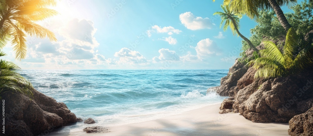 Aufkleber In a Bright Area by the Shore. with copy space image. Place for adding text or design