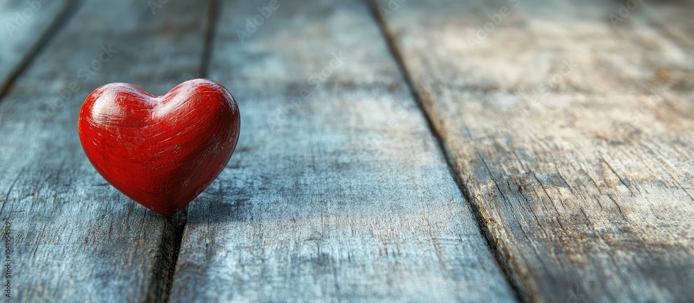 Aufkleber small heart on aged wooden desks. with copy space image. place for adding text or design