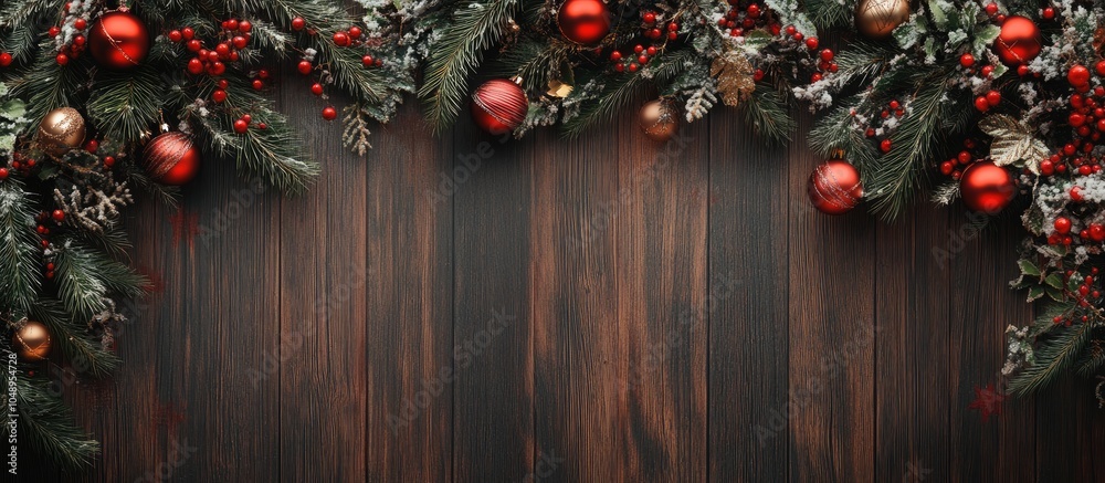 Aufkleber christmas and new year celebration concept featuring a wooden background. with copy space image. pla