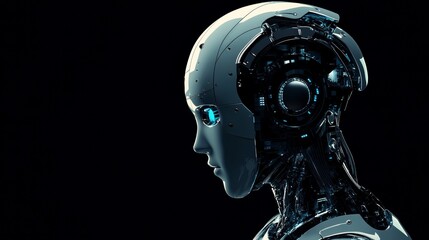 illustration of futuristic robot with a dark background