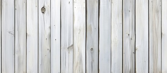 Obraz premium Closeup of a vertical wooden fence with boards that have a subtle white paint texture and background. with copy space image. Place for adding text or design