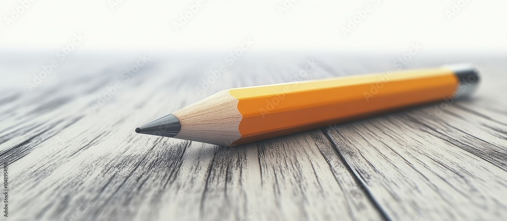 Fototapete A large pencil placed on the table. with copy space image. Place for adding text or design