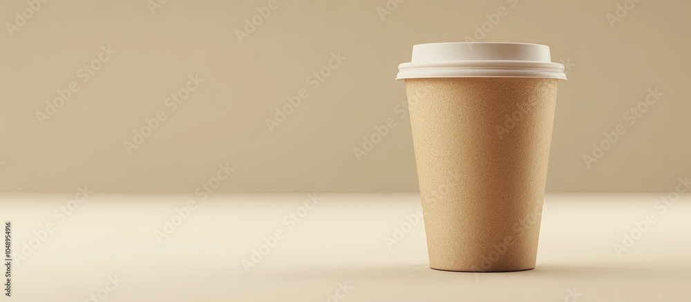 Aufkleber Paper cup with a plastic lid on a light background Coffee for takeout. with copy space image. Place for adding text or design