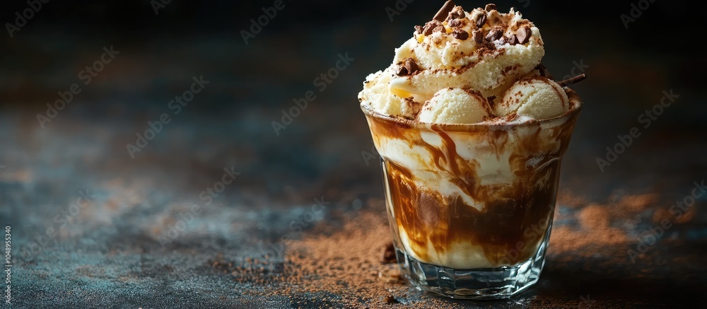 Aufkleber Affogato coffee with ice cream. with copy space image. Place for adding text or design