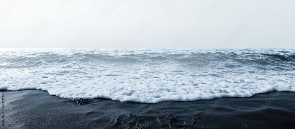 Aufkleber stunning view of ocean water and dark lava sand. with copy space image. Place for adding text or design