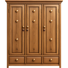 Fototapeta premium Elegant wooden wardrobe design on isolated white background for stylish storage solutions