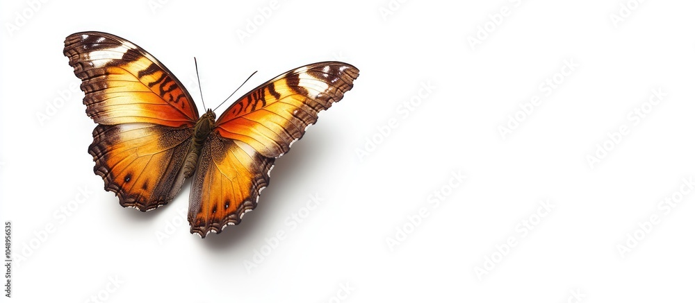 Aufkleber brown butterfly against a white background. with copy space image. place for adding text or design