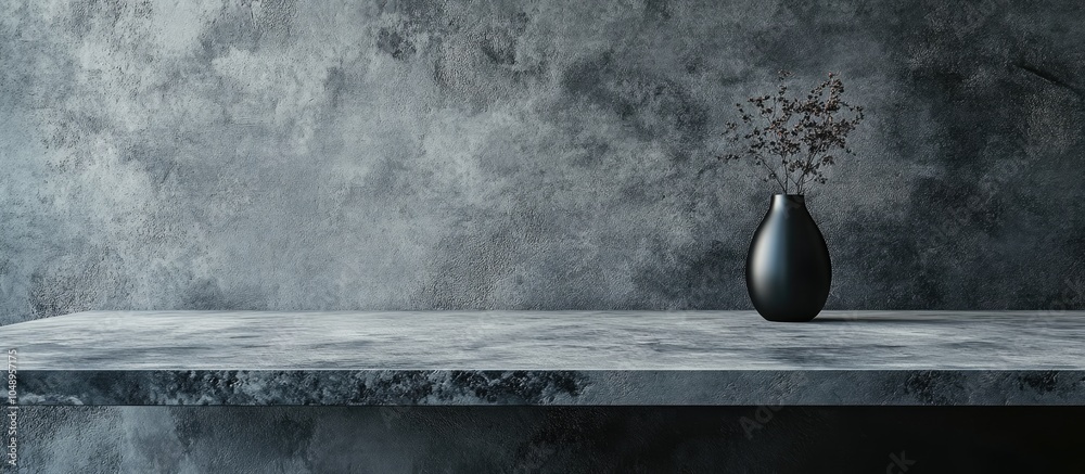 Fototapete An empty exposed concrete table with a wall background serving as an interior backdrop for product presentation. with copy space image. Place for adding text or design