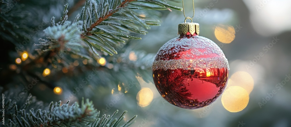 Aufkleber christmas ornament on a tree holiday decorations on a christmas tree. with copy space image. place f