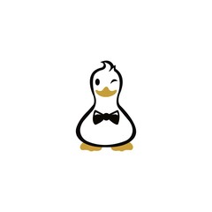 Cute duck animal vector logo template design