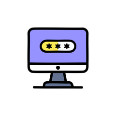 Computer login icon, vector illustration. Flat design style.