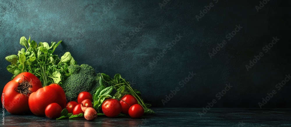 Poster vegetables on a dark backdrop. with copy space image. place for adding text or design
