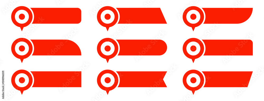 Leinwandbilder set of red pin text tag icons. pointer icon pin on the map with space for text vector collection