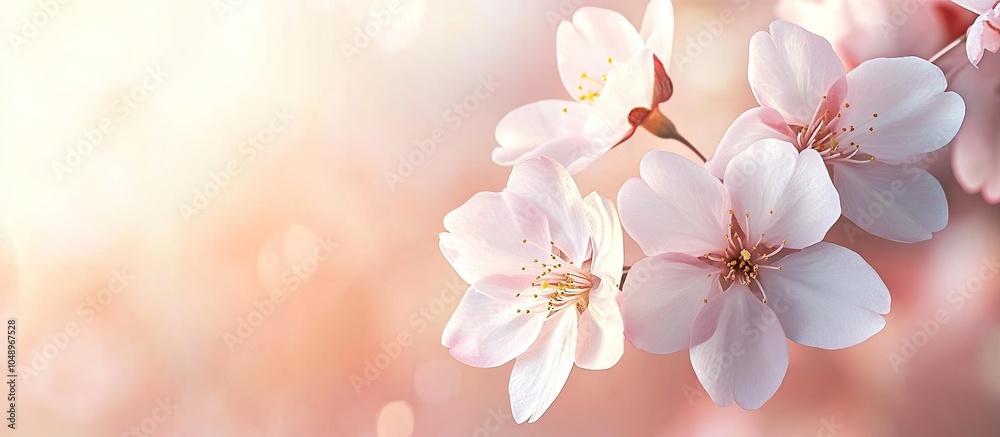 Aufkleber delicate cherry blossoms on a sunny day close up of these beautiful flowers. with copy space image. 
